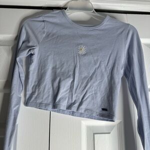 Light Blue Long Sleeve Crop Top